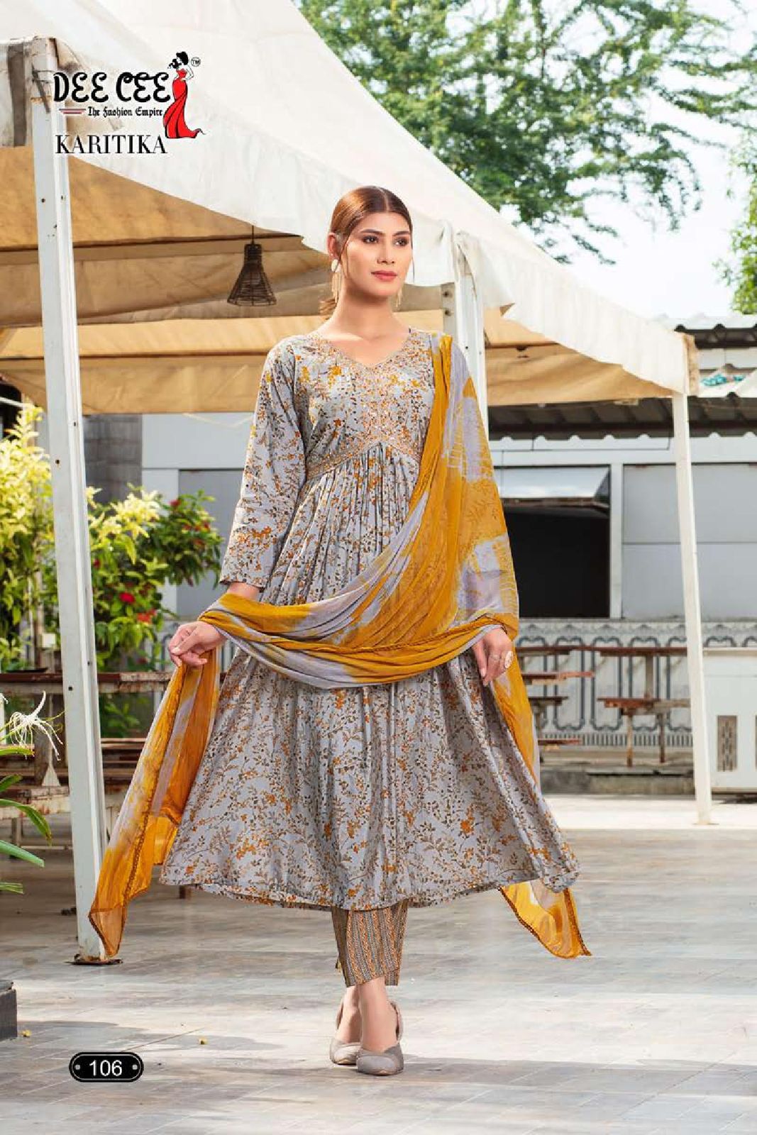 Karitika By Deecee Printed Alia Cut kurti By With Bottom Dupatta
